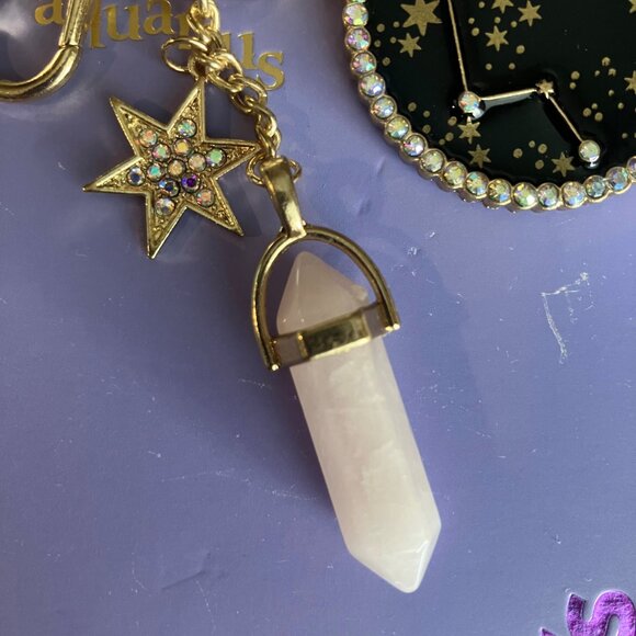 NWT Aquarius Zodiac Crystal Keychain Bag Charm Claire’s Celestial Whimsigoth - Picture 4 of 4